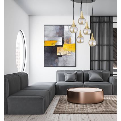 Candelabro suspenso LACRIMA HONEY 5xE27/60W/230V diâmetro 45 cm