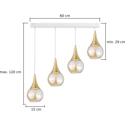 Candelabro suspenso LACRIMA WHITE 4xE27/60W/230V