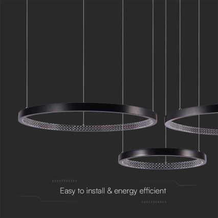 Candelabro suspenso LED 3xLED/19W/230V 3000K preto