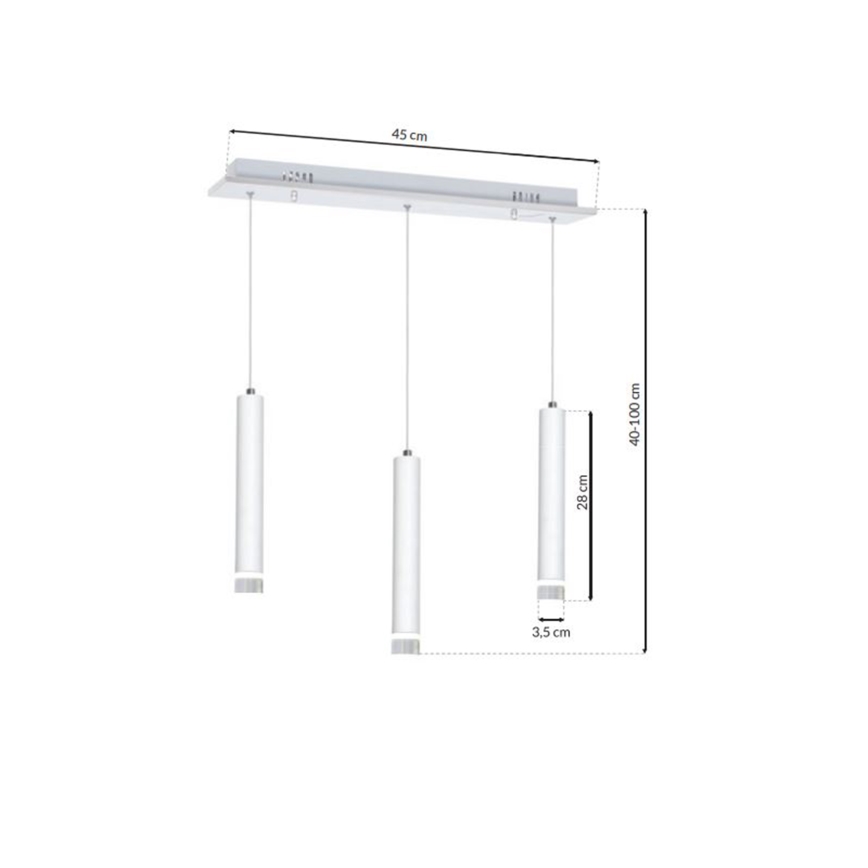 Candelabro suspenso LED ALBA 3xLED/15W/230V branco