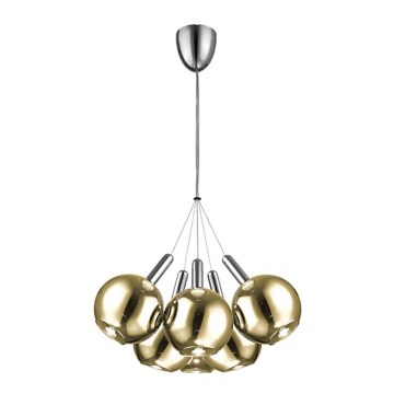 Candelabro suspenso LED BALLS 6xLED/5W230V dourado/cromado mate