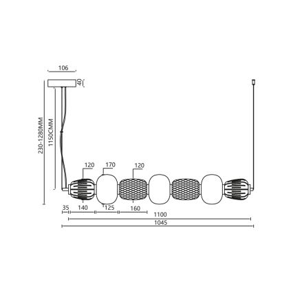 Candelabro suspenso LED CARO LED/42W/230V dourada