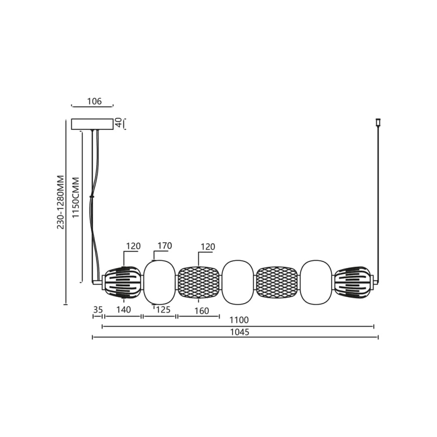 Candelabro suspenso LED CARO LED/42W/230V dourada
