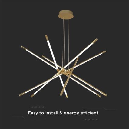 Candelabro suspenso LED com regulação LED/50W/230V 3000K dourada