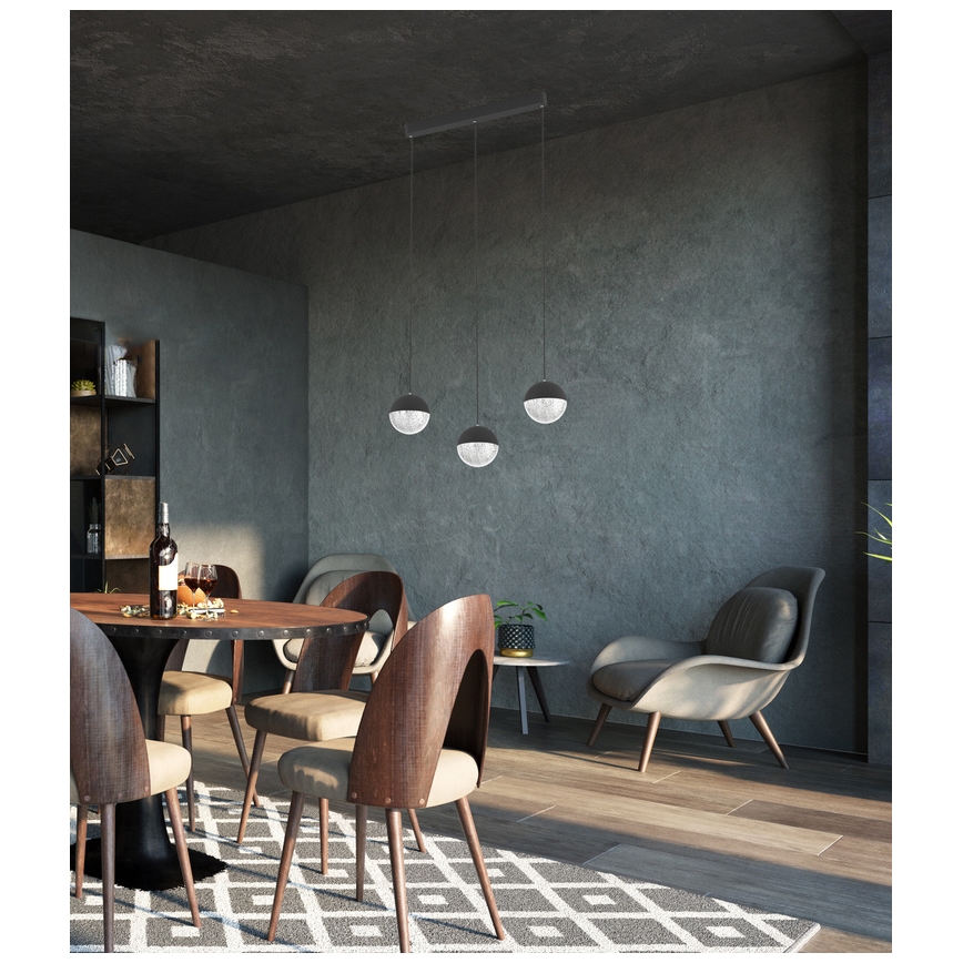 Candelabro suspenso LED FURNI 3xLED/5W/230V preto