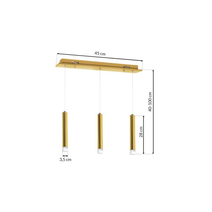 Candelabro suspenso LED GOLDIE 3xLED/15W/230V dourado