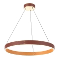 Candelabro suspenso LED LEATHER LED/47,8W/230V castanho/laranja