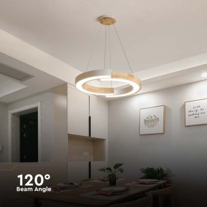 Candelabro suspenso LED LED/32W/230V 3000K branco/madeira