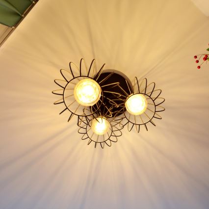 Candelabro suspenso LED MERCURE 3xE27/15W/230V ø 50 cm preto