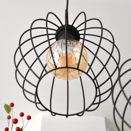 Candelabro suspenso LED MERCURE 3xE27/15W/230V ø 50 cm preto