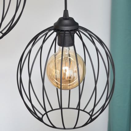 Candelabro suspenso LED MERCURE 3xE27/15W/230V ø 50 cm preto