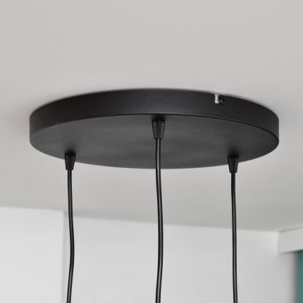 Candelabro suspenso LED MERCURE 3xE27/15W/230V ø 50 cm preto