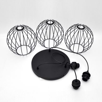 Candelabro suspenso LED MERCURE 3xE27/15W/230V ø 50 cm preto