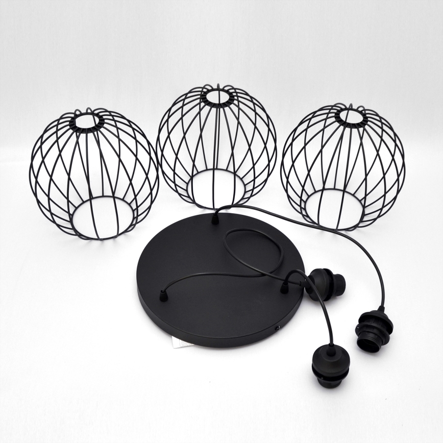 Candelabro suspenso LED MERCURE 3xE27/15W/230V ø 50 cm preto