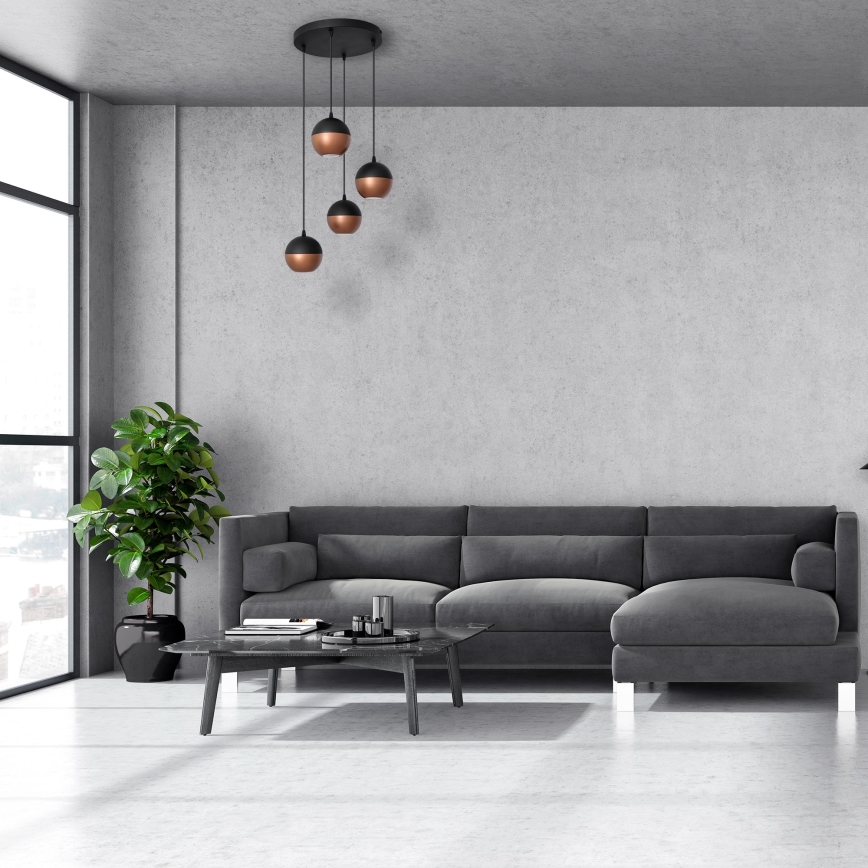 Candelabro suspenso LED MIDWAY 4xGU10/4,8W/230V preto/cobre