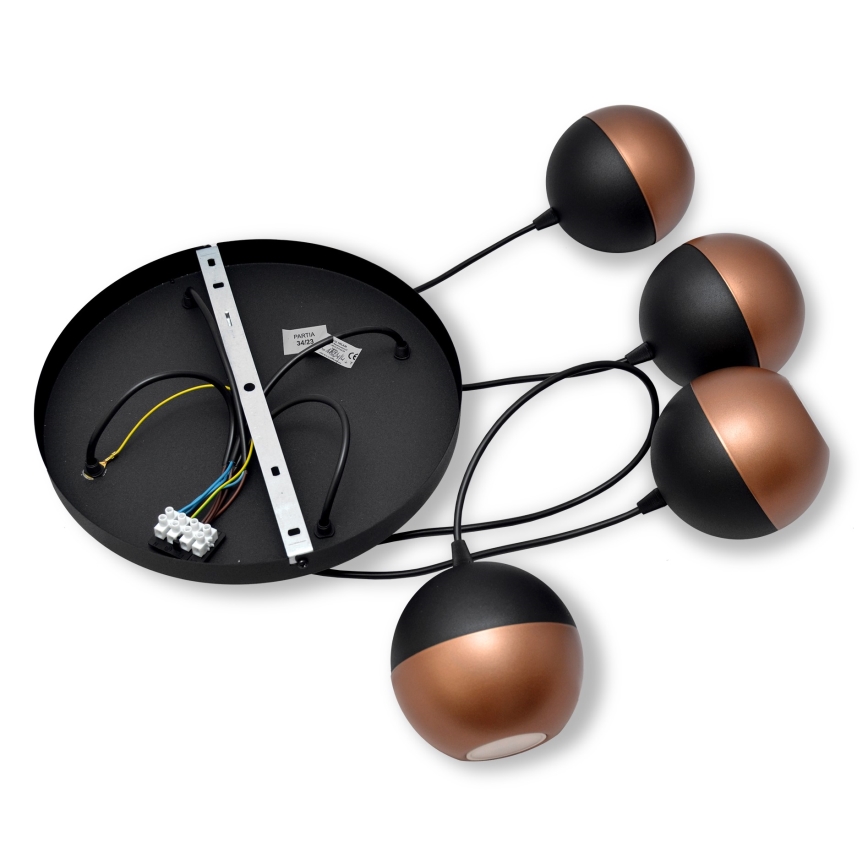 Candelabro suspenso LED MIDWAY 4xGU10/4,8W/230V preto/cobre