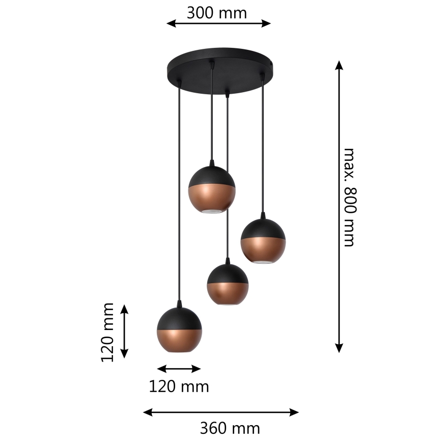 Candelabro suspenso LED MIDWAY 4xGU10/4,8W/230V preto/cobre