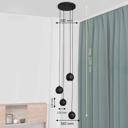 Candelabro suspenso LED MIDWAY 4xGU10/4,8W/230V preto