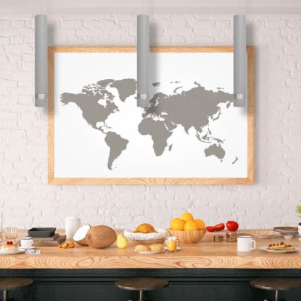 Candelabro suspenso LED TUBA 1xGU10/4,8W/230V cinzento/cromado brilhante