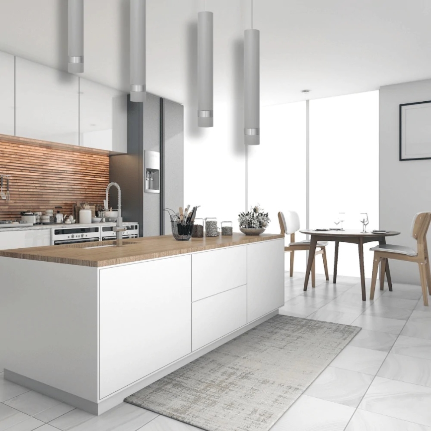 Candelabro suspenso LED TUBA 1xGU10/4,8W/230V cinzento/cromado brilhante