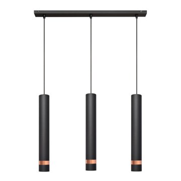 Candelabro suspenso LED TUBA 3xGU10/4,8W/230V preto/cobre