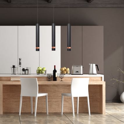 Candelabro suspenso LED TUBA 3xGU10/4,8W/230V preto/cobre