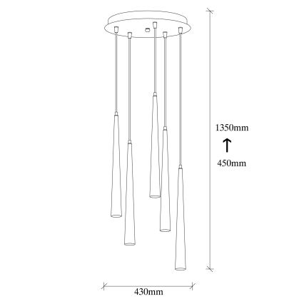 Candelabro suspenso LED UGUR 5xLED/3W/230V