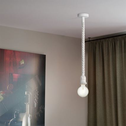 Candelabro suspenso LEONARDO ROPE 1xE27/10W/230V branco