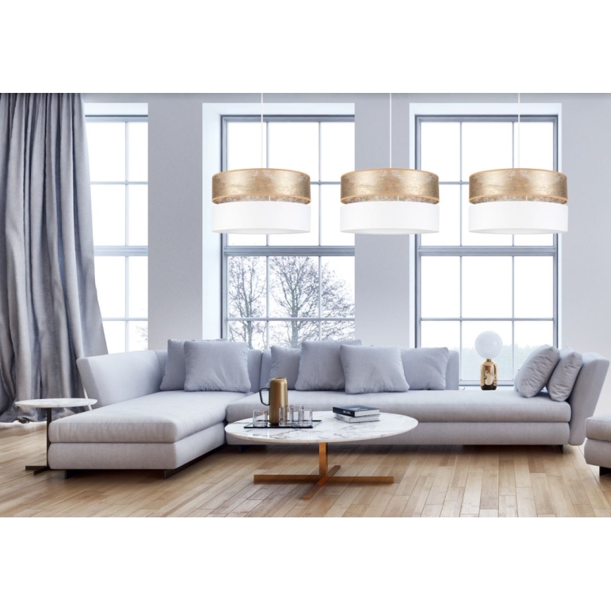 Candelabro suspenso LIMA 1xE27/60W/230V branco/dourado