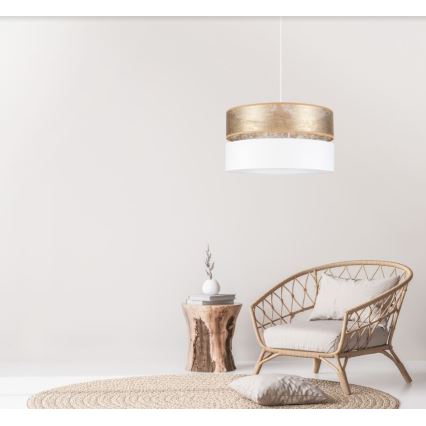 Candelabro suspenso LIMA 1xE27/60W/230V branco/dourado