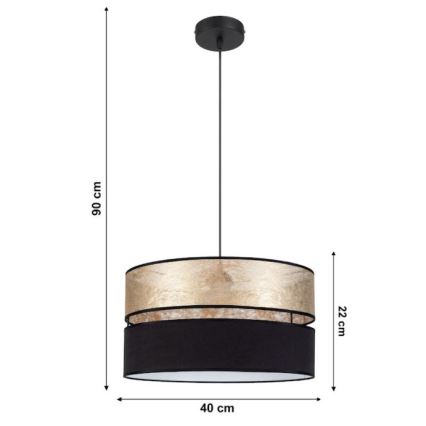 Candelabro suspenso LIMA 1xE27/60W/230V dourado/preto