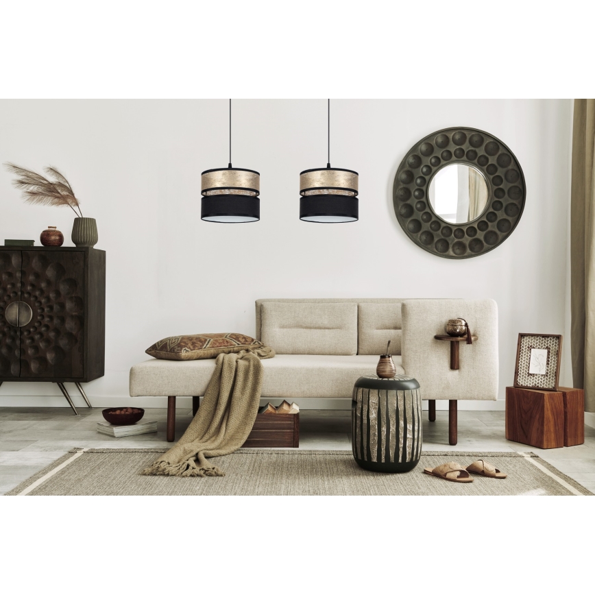 Candelabro suspenso LIMA 2xE27/60W/230V dourado/preto