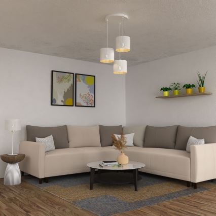 Candelabro suspenso LOFT SHADE 3xE27/60W/230V branco/dourado