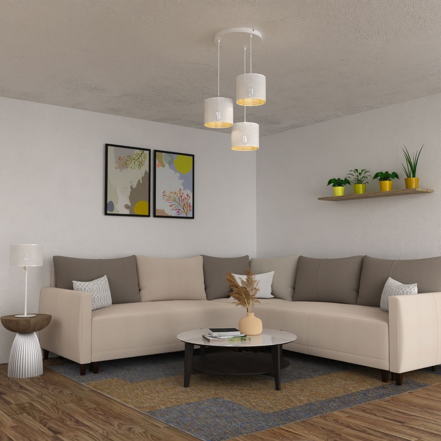 Candelabro suspenso LOFT SHADE 3xE27/60W/230V branco/dourado