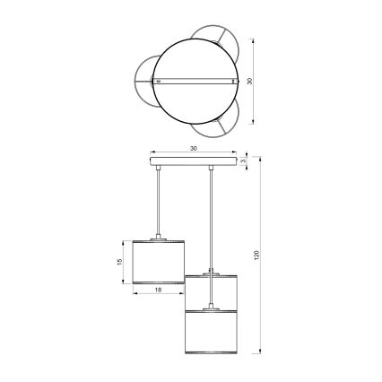 Candelabro suspenso LOFT SHADE 3xE27/60W/230V preto/dourado