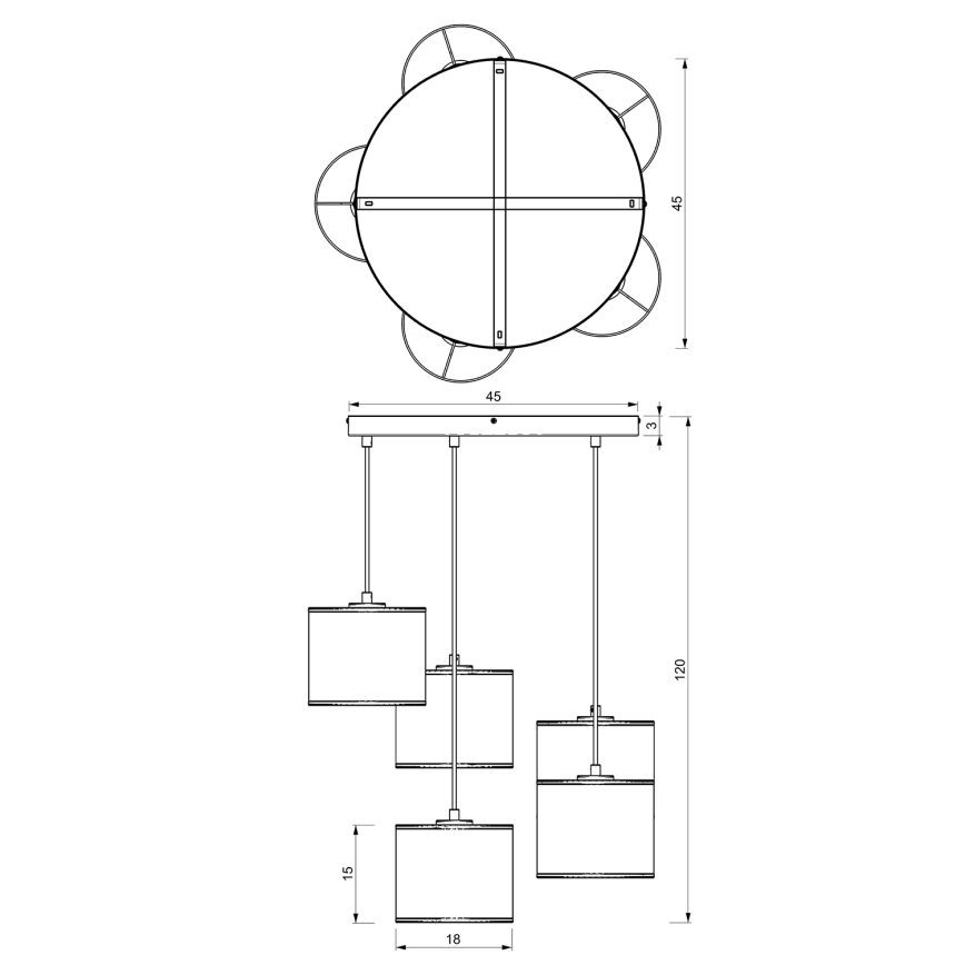 Candelabro suspenso LOFT SHADE 5xE27/60W/230V branco/dourado