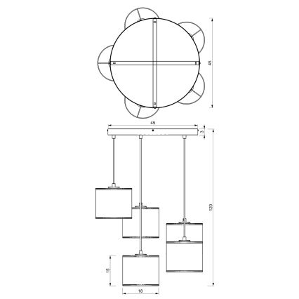 Candelabro suspenso LOFT SHADE 5xE27/60W/230V preto