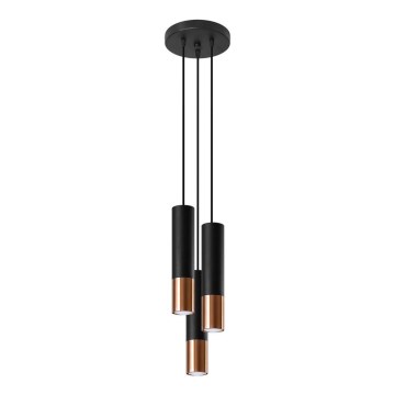 Candelabro suspenso LOOPEZ 3xGU10/40W/230V redondo preto/cobre