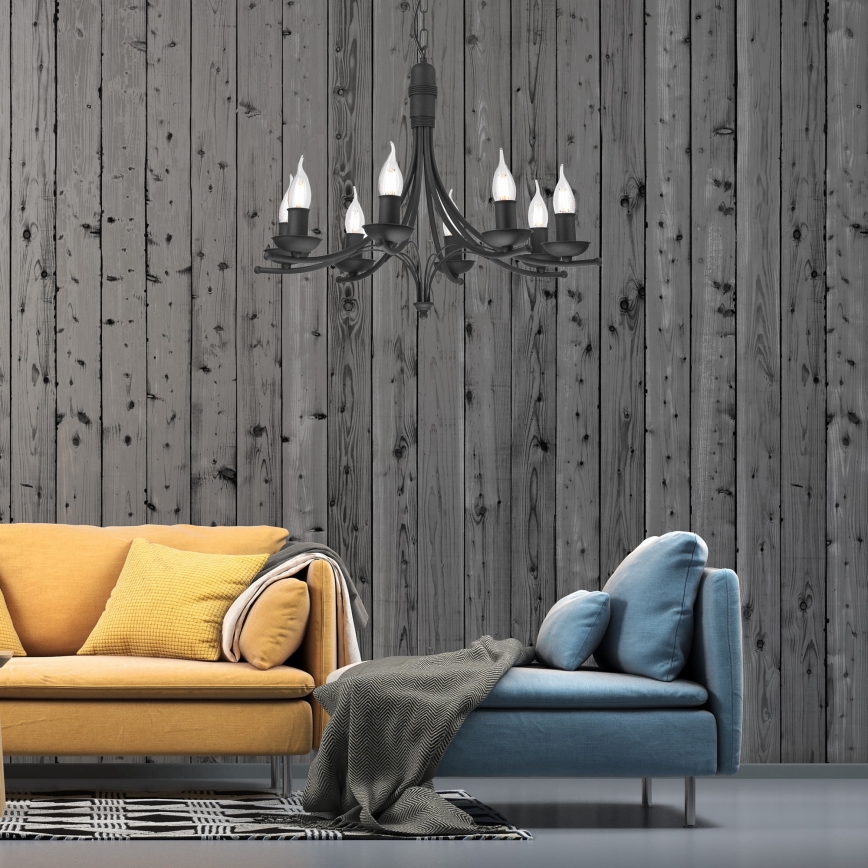 Candelabro suspenso LUCY 8xE14/60W/230V preto