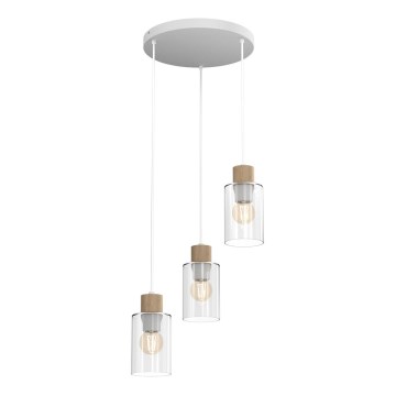 Candelabro suspenso MADERA 3xE27/60W/230V branco/madeira