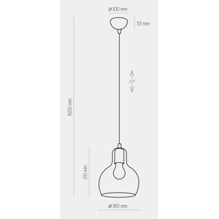 Candelabro suspenso MANGO 1xE27/60W/230V