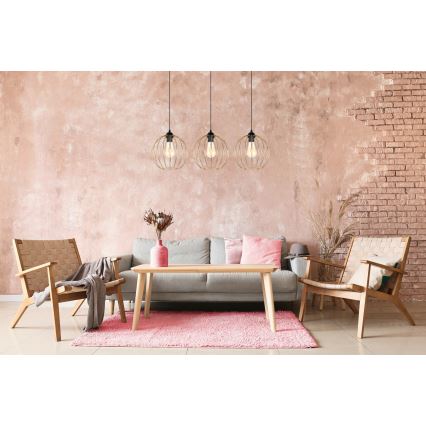 Candelabro suspenso MATT 3xE27/60W/230V preto/dourado