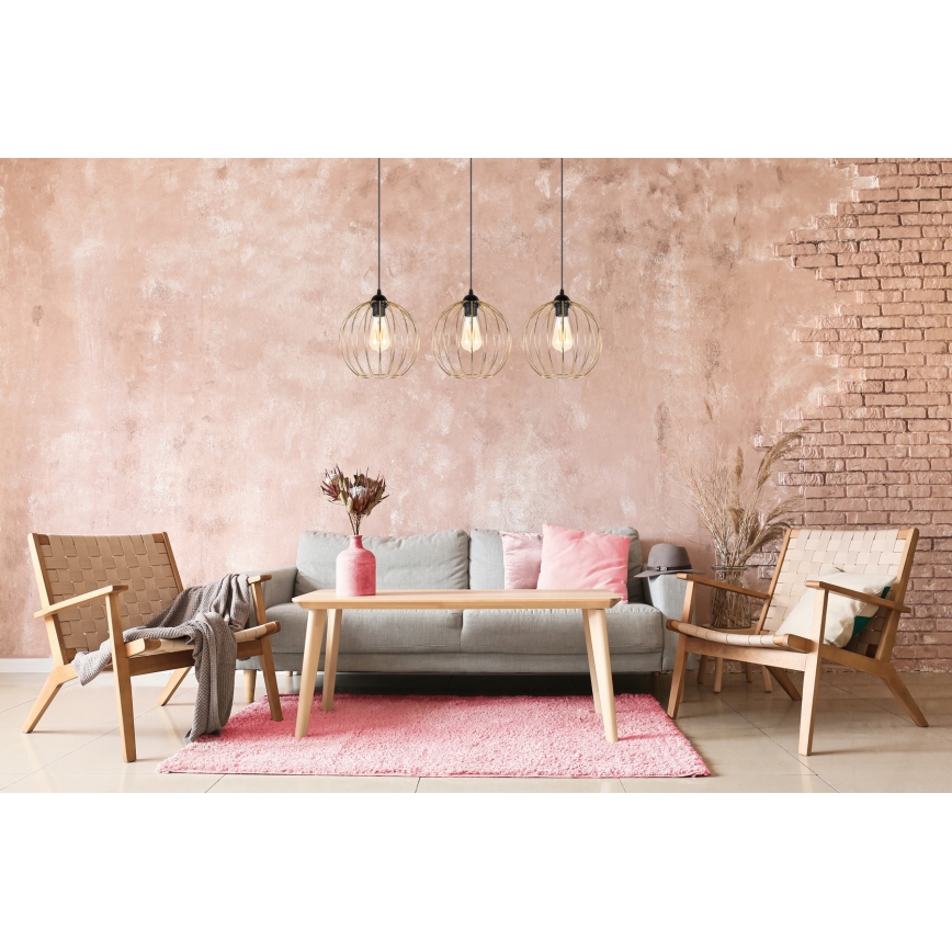 Candelabro suspenso MATT 3xE27/60W/230V preto/dourado