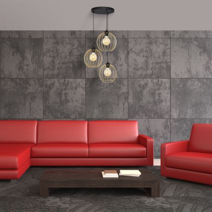 Candelabro suspenso MERCURE 3xE27/15W/230V dourada/preto
