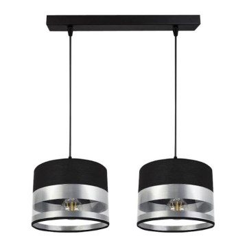 Candelabro suspenso MILO 2xE27/60W/230V prateado/preto