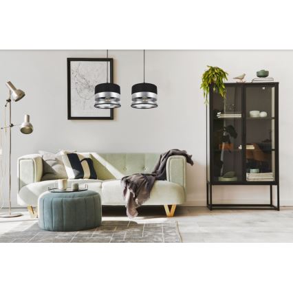 Candelabro suspenso MILO 2xE27/60W/230V prateado/preto