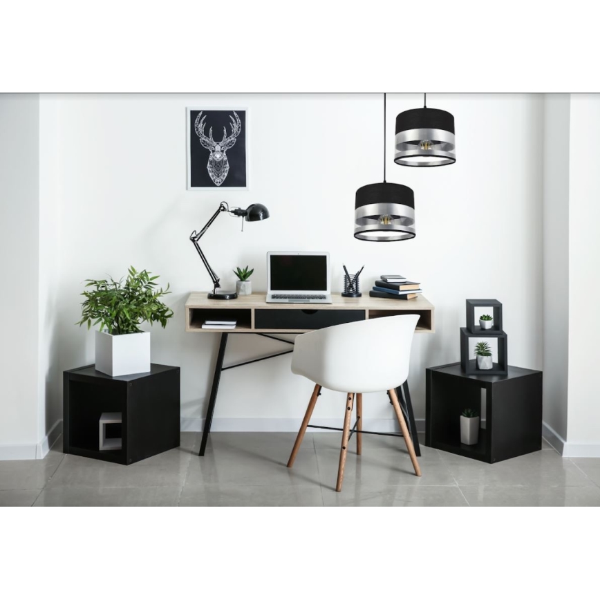 Candelabro suspenso MILO 2xE27/60W/230V prateado/preto