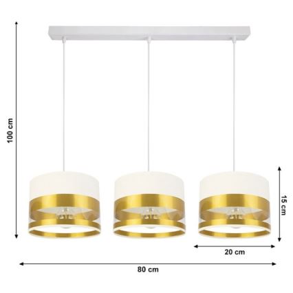 Candelabro suspenso MILO 3xE27/60W/230V dourado