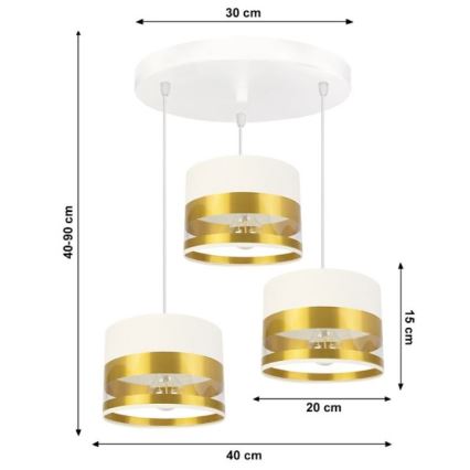 Candelabro suspenso MILO 3xE27/60W/230V dourado
