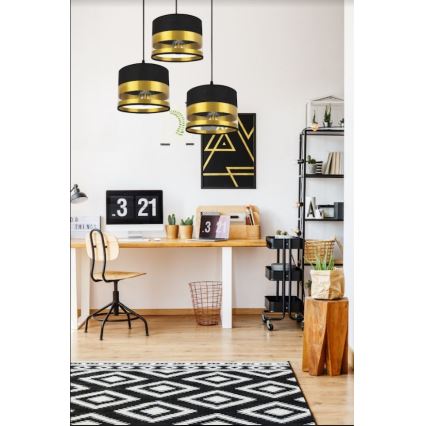 Candelabro suspenso MILO 3xE27/60W/230V dourado/preto